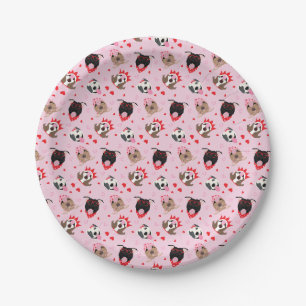 Happy Valentines Day American Pit Bull Terriers Paper Plate