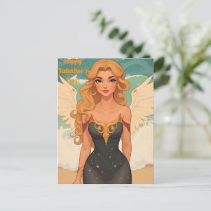 Happy Valentine's Day Angel Girl Personalised Postcard
