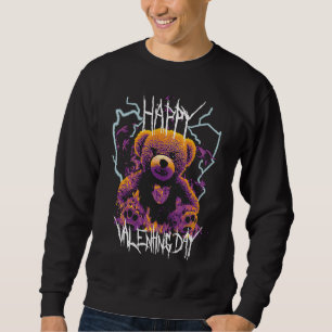 Happy Valentine's Day Angry Teddy Bear with Burnin Sweatshirt