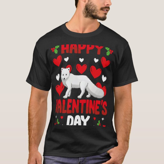 Happy Valentines Day Arctic Foxes Heart Love Anima T-Shirt (Front)