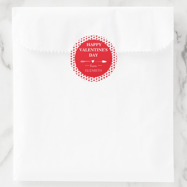  HAPPY VALENTINE'S DAY | ARROW HEARTS   CLASSIC ROUND STICKER (Bag)