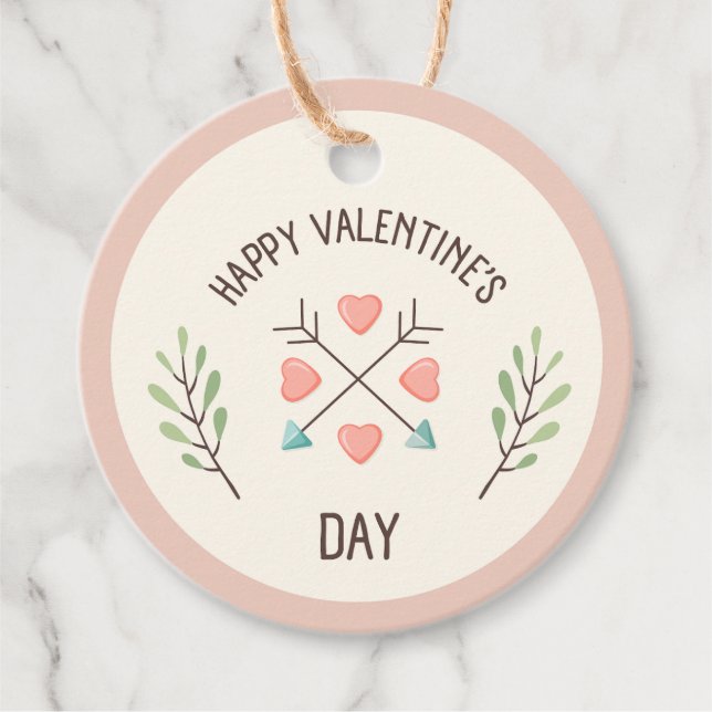 Happy Valentines day - Arrows Favour Tags (Front)
