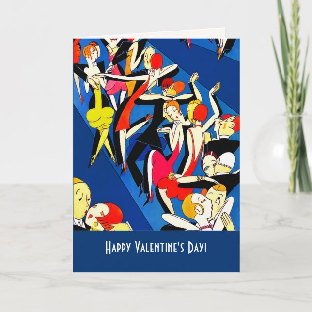 Happy Valentine's Day Art Deco Design Cards (Front)