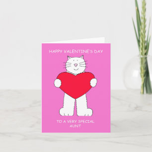 Happy Valentine's Day Aunt Cute White Cat Card