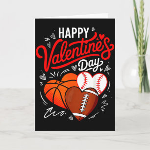 Happy Valentines Day Basketball Baseball Football Card
