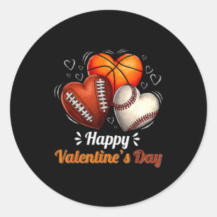 Happy Valentines Day Basketball Baseball Football Classic Round Sticker