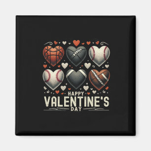 Happy Valentines Day Basketball Baseball Football Magnet