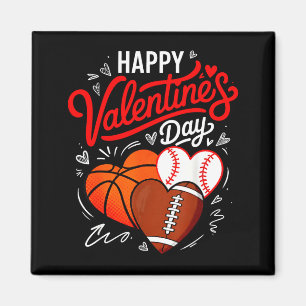 Happy Valentines Day Basketball Baseball Football  Magnet
