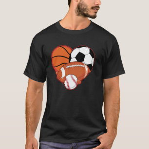 Happy Valentines Day Basketball Baseball Football T-Shirt