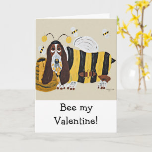 Happy Valentine's Day Basset Folded Greeting Card