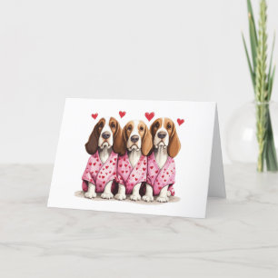 Happy Valentines Day Basset Hound Dogs Holiday Card