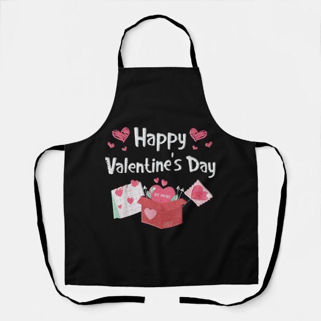 Happy Valentines Day Be Mine Cute Hearts Apron (Front)