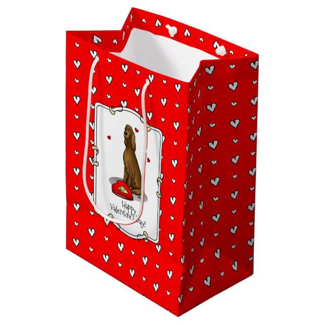 Happy Valentine's Day Be Mine Irish Setter (red 1) Medium Gift Bag (Front Angled)