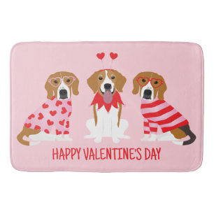 Happy Valentines Day Beagle Dogs Bath Mat