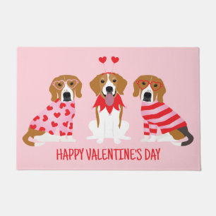 Happy Valentines Day Beagle Dogs Doormat