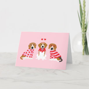 Happy Valentines Day Beagle Dogs Holiday Card