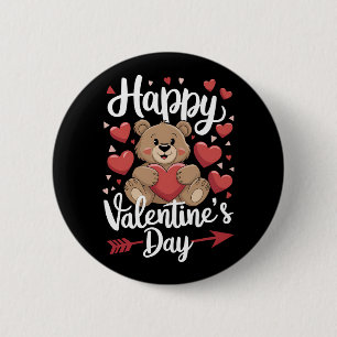 Happy Valentine's Day Bear Heart Cute Couples 6 Cm Round Badge
