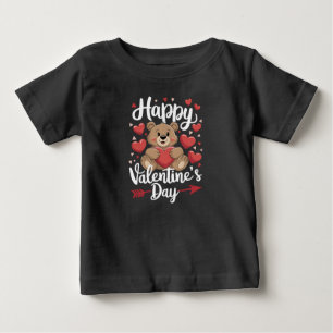 Happy Valentine's Day Bear Heart Cute Couples Baby T-Shirt