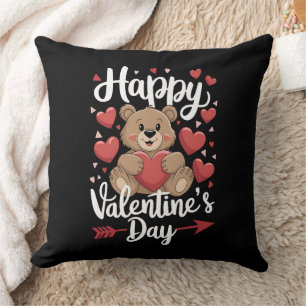 Happy Valentine's Day Bear Heart Cute Couples Cushion