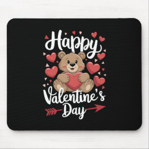 Happy Valentine's Day Bear Heart Cute Couples Mouse Pad