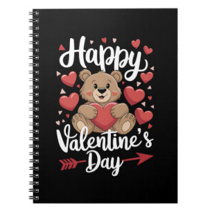 Happy Valentine's Day Bear Heart Cute Couples Notebook