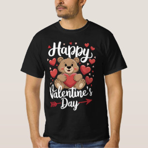Happy Valentine's Day Bear Heart Cute Couples T-Shirt