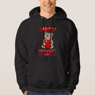 Happy Valentines Day Bear Heart Rain Valentines Da Hoodie