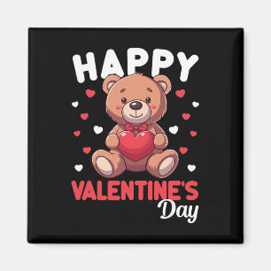 Happy Valentines Day Bear Heart Red Valentine Kids Magnet