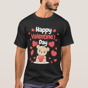 Happy Valentine's Day Bear Hearts Love Heart Coupl T-Shirt