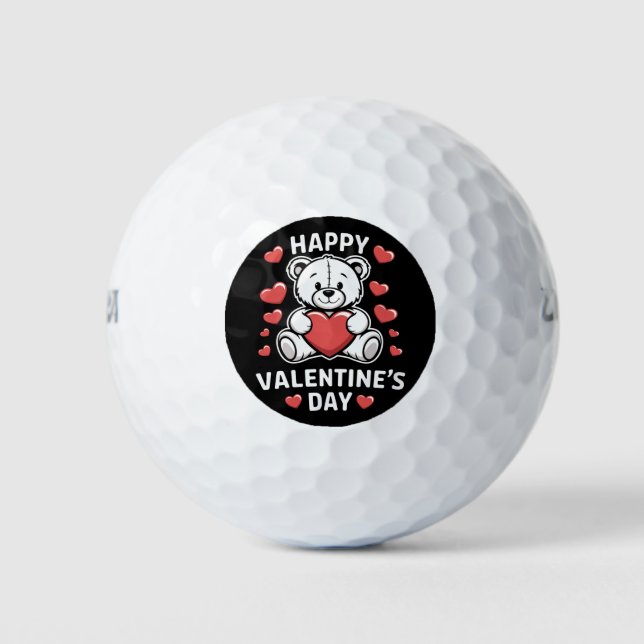 Happy Valentine's Day Bear vday  Golf Balls (Front)