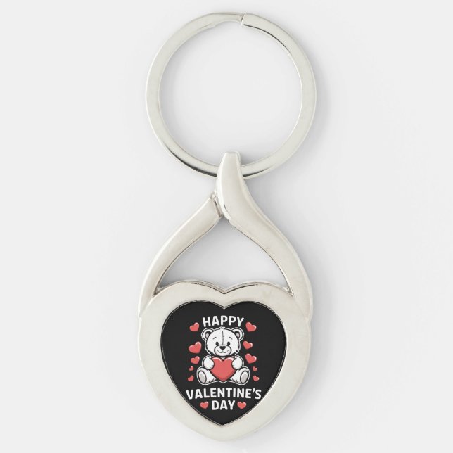 Happy Valentine's Day Bear vday  Key Ring (Front)