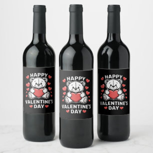 Happy Valentine's Day Bear vday  Wine Label