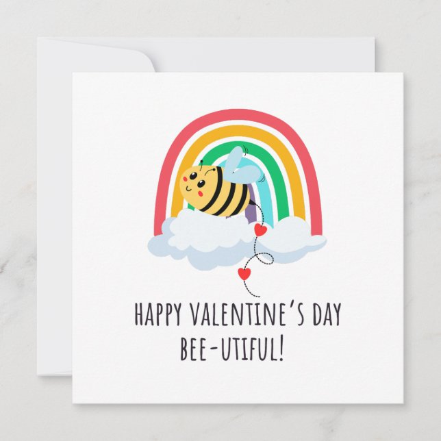Happy Valentine's Day Bee-utiful Flat Card (Front)