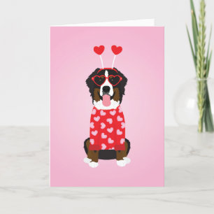 Happy Valentines Day Bernese Mountain Dog Holiday Card