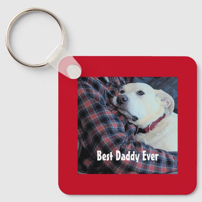 Happy Valentine's Day Best Daddy Cute Dog Photo Key Ring (Front)