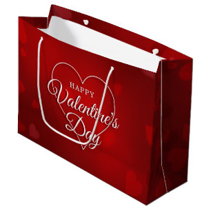 HAPPY VALENTINE'S DAY BIG HEART BOKEH LARGE GIFT BAG