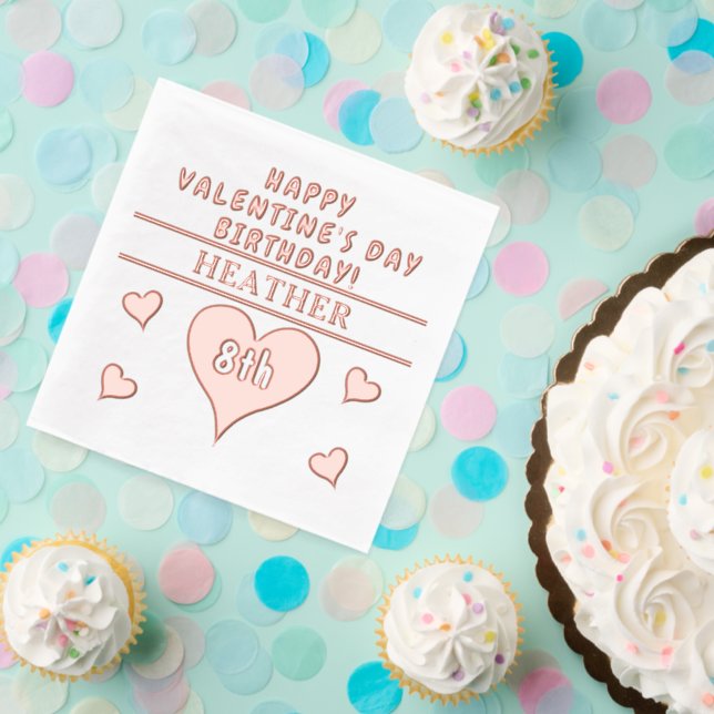Happy Valentine's Day Birthday Hearts Name Age Foil Napkins (Insitu (Party))