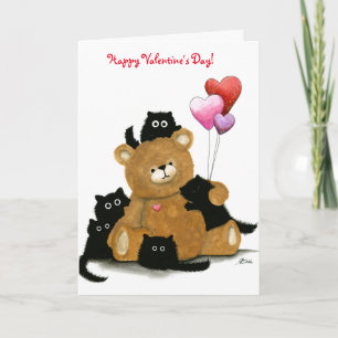Happy Valentine's Day Black Cats by Bihrle Card