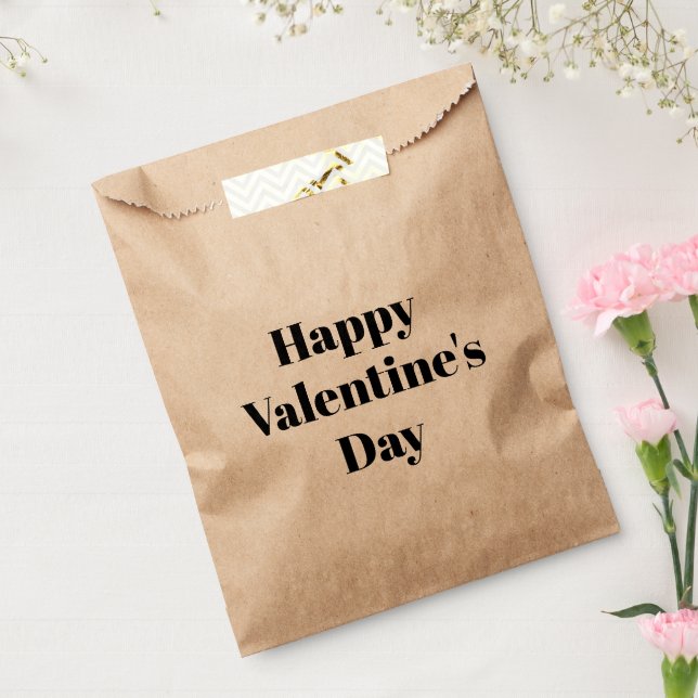 Happy Valentine's Day black modern typography Favour Bag (Sealed)