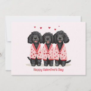 Happy Valentines Day Black Standard Poodle Dogs Holiday Card