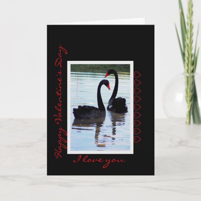 Happy Valentine's Day Black Swans Holiday Card (Front)