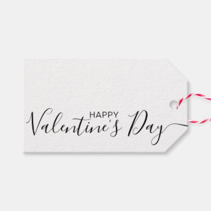 Happy Valentine's Day Black White Modern Gift Tag