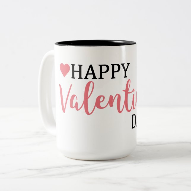 Happy Valentine's Day black & white Mug (Front Left)