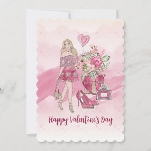 Happy Valentine's Day Blonde Woman Holiday Card