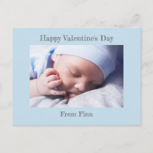 Happy Valentine's Day Blue Baby Boy Photo Postcard