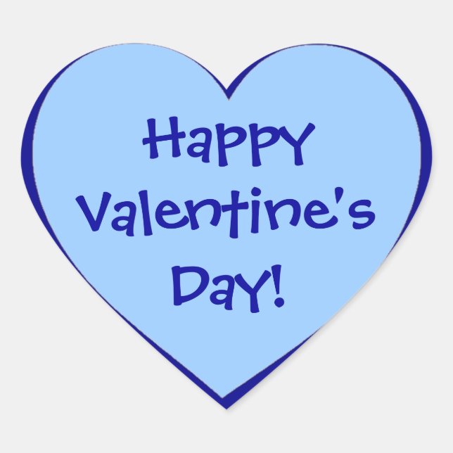 Happy Valentine's Day blue theme heart stickers (Front)