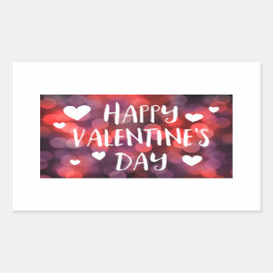 happy valentines day bokeh rectangular sticker