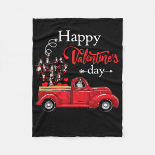 Happy Valentine's Day Boston Terrier Dog Fleece Blanket