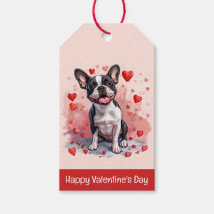 Happy Valentines Day Boston Terrier Dog Gift Tags