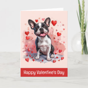 Happy Valentines Day Boston Terrier Dog Holiday Card